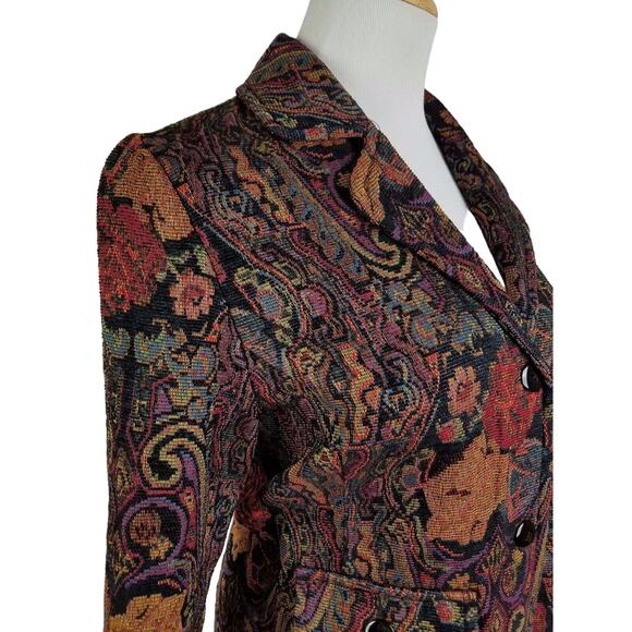 Sarah Bentley Tapestry Blazer Jacket Career 3-Button Sz PS Floral Motif Vintage - Picture 10 of 12
